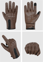 Full Finger Leather Motorcycle Gloves for Men & Women Touch Screen Gloves Premium Street Motorcycle Durable Protective Cruiser Biker Gel Leather Motorbike Gloves - Image 2