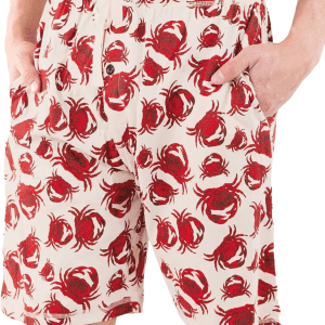 Pajama Shorts for Men, Men'S Pajama Bottoms, Sleepwear, Seafood, Ocean, Crustacean, Animal (Crabs, Small)