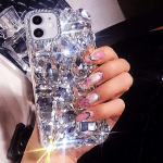 Compatible with Iphone 14 Case for Women Girls 3D Glitter Sparkle Bling Case Luxury Shiny Crystal Rhinestone Diamond Bumper Clear Gems Cute Glitter Case for Iphone 14，Purple - Image 8