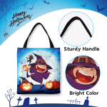 Halloween Tote Bag Halloween Canvas Bags for Trick or Treat 13.8”× 12.6” Halloween Tote Bags for Kids Halloween Witch Gift Bags Halloween Reusable Grocery Bags Halloween Party Supplies - Image 3