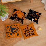 Halloween Decor Pillow Covers 16X16 Set of 4 Halloween Fall Black Decorative Throw Pillows Scary Pumpkin Bats Pillow Cases Home Outdoor Sofa Couch Cushion Covers for Halloween Decorations (16 by 16) - Image 3
