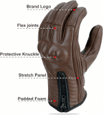 Full Finger Leather Motorcycle Gloves for Men & Women Touch Screen Gloves Premium Street Motorcycle Durable Protective Cruiser Biker Gel Leather Motorbike Gloves - Image 7