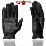 SH722 Women'S Black Unlined Leather Lightweight Motorcycle Hand Gloves W/Wrist Zipper Closure - Medium - Image 7