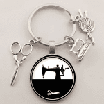 Vintage Sewing Machine Keychain Scissors Keychain Glass round Art Picture Keychain Handmade Jewelry Gift - Image 9
