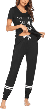 Womens Pajamas Set Short Sleeve Sleepwear Tops with Long Pants Pjs Set Print Nightwear - Image 2