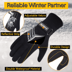 Winter Gloves Waterproof Gloves Cycling Gloves Bike Gloves Biking Gloves Driving Gloves Riding Gloves Touchscreen Gloves Snow Gloves Ski Gloves Bicycle Gloves for Men Women (Black, XXL) - Image 4