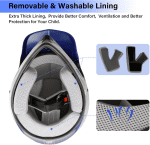 Youth Helmet+Goggles+Gloves DOT Blue Flame Kids Dirt Bike Helmet ATV Motocross Off-Road Riding Small - Image 9