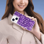 Compatible with Iphone 14 Case for Women Girls 3D Glitter Sparkle Bling Case Luxury Shiny Crystal Rhinestone Diamond Bumper Clear Gems Cute Glitter Case for Iphone 14，Purple - Image 7