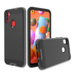 For Straight Talk SAMSUNG Galaxy A11/ Samsung Galaxy A11, Slim Metallic Brushed Design Shock-Resistant Cover Case (Black)