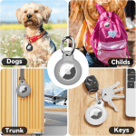 Upgrade Waterproof Airtag Holder 4 Pack with Apple Airtag Keychain, Hard PC Air Tag Case, Shockproof and Scratchproof Air Tag Holder, Airtags Accessories for Apple Tag - Black+White+Grey+Rose Red - Image 5