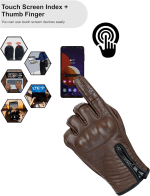Full Finger Leather Motorcycle Gloves for Men & Women Touch Screen Gloves Premium Street Motorcycle Durable Protective Cruiser Biker Gel Leather Motorbike Gloves - Image 6
