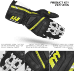 Laguna Motorcycle Gloves for Men, Goat Leather Touchscreen, Laguna Summer, Knuckle & Finger Protection, Motorbike Racing Riding Biker Gloves, Adjustable Wrist - Image 3