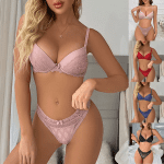 Women'S Sexy Simulation Silk Lingerie Set Small Chest Large Steel Ring Gathered Chest Pad Underwear Fun Set Underwear for Women - Image 6