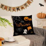 Halloween Decor Pillow Covers 16X16 Set of 4 Halloween Fall Black Decorative Throw Pillows Scary Pumpkin Bats Pillow Cases Home Outdoor Sofa Couch Cushion Covers for Halloween Decorations (16 by 16) - Image 5