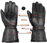 Winter Motorcycle Gloves, Premium Biker Sheep Leather Thinsulate Warm Cold Weather Water Resistance Windproof Gauntlet for Men and Women - Image 6