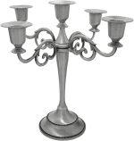 Pewter Candle Holder，5 Arms Metal Candle Holders for Pillar Candles（10.6 Inch Tall Candlestick Holders, for 1/2-1 Inch Taper Candles,Centerpiece Elegant Decoration Piece for Table