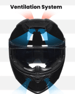 Motorcycle Helmets Modular Full Face Moped Helmet Flip up Dual Visor for Adult DOT WS202 (Gloss Black, Small) - Image 3