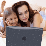 Compatible with Macbook Air 13 Inch Case 2022 2021 2020 2019 2018 Release A2337 M1 A2179 A1932 Touch ID, Glitter Plastic Laptop Hard Shell Case + Keyboard Cover +Screen Protector, Sparkly Black - Image 6