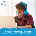 Kids Headphones for Boys Girls - Child Student Headset Wired Plug Toddler Earphones School Teen on Ear for Ipad | Computer | Smart Phone | Amazon Fire Tablet | Laptop | Plane Travel | Game, Blue - Image 2